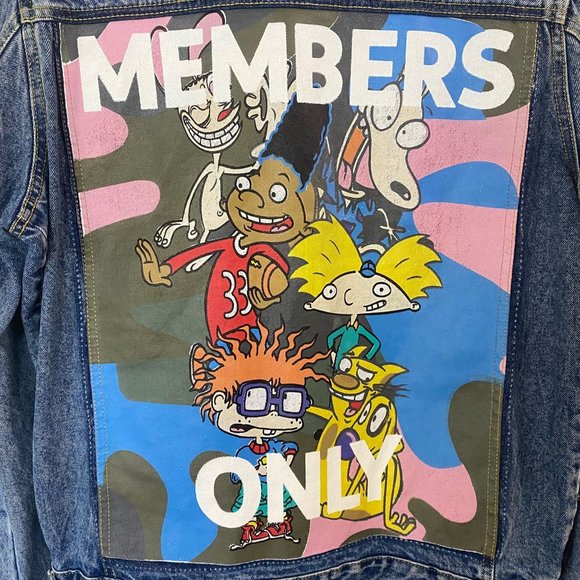 Members Only Nickelodeon Cartoon Denim Jacket Medium Rugrats CatDog Hey Arnold! - Picture 9 of 13